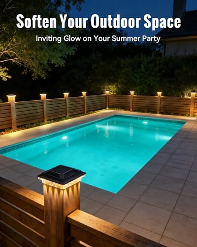 Solar Post Cap Lights for 4x4 Wood (Actual 3.5x3.5 in)/4x4 Vinyl Posts | 16 LEDs Outdoor Waterproof 3000/4500/6000K 3 Modes, Deck Post Cap Light for Garden, Patio, Porch,12 Pack - size: 12 Pack