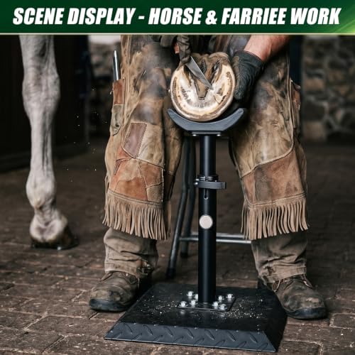 Zonon Farrier Horse Hoof Stand, Tool-Height Adjustable Metal Horse Hoof Trimming Tools, Extra-Large Base Enhances Stability, Blacksmith Farrier Stand(Black,Metal Square Base) - style: Metal Square Base