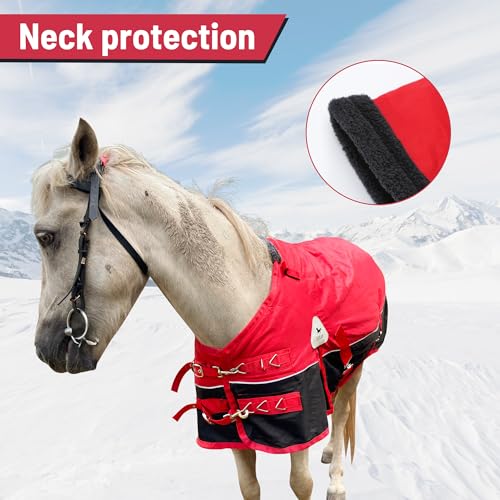 Horse Care Blanket Foal Mini Horse Size 47"-55" Winter 1200D Premium Turnout Horse Blanket with 220g Polyfill,Medium Weight Waterproof Sheets (Red, US 51 inch (EU 100 cm)) - color: Red, size: US 51 inch (EU 100 cm)