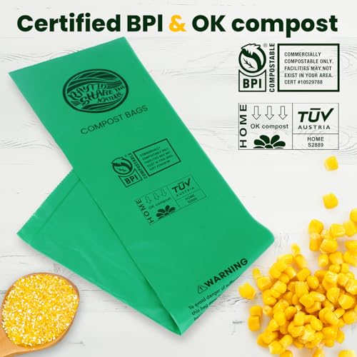 Compost Bags 1.3 Gallon,150 Count,Compostable Small Trash Bags for Kitchen Countertop Compost Bin 0.75, 1,1.2, 1.3Gallon,ASTM D6400, US BPI and Europe OK compost HOME certified - color: 1.3G-150count