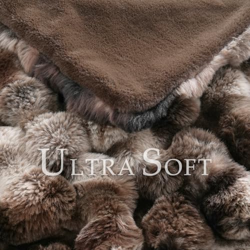 BENVWE Fluffy Faux Fur Throw Blanket for Couch, Soft Plush Thick Cozy Fuzzy Luxury Minky Bubble Blanket for Home Living Room Decor Gift for Women, Tie-dye Coffee, 50" x 60", 1100GSM - color: Tie-dye Coffee, size: Throw(50" x 60")