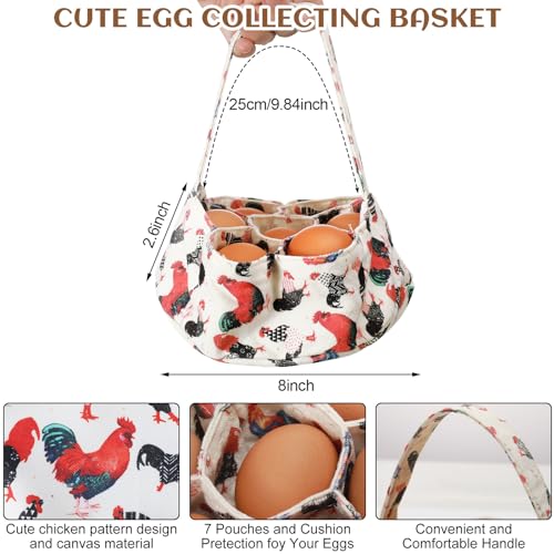Cutecrop 2 Pcs Egg Collecting Apron and Basket, 15 Gathering Pockets Chicken Apron and 7 Pockets Basket for Farmers Kitchen(Classic Style) - style: Classic Style