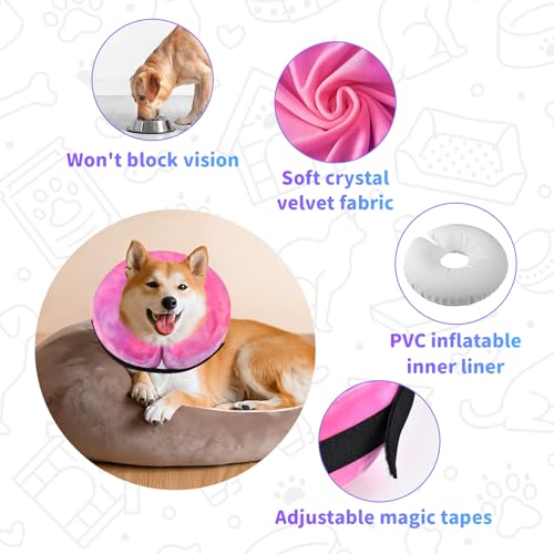 Dog Cone, Y-blue Dog Cone Collar Inflatable Puppy Neck Collar(Rose Purple, XL) - color: Rose Purple, size: X-Large