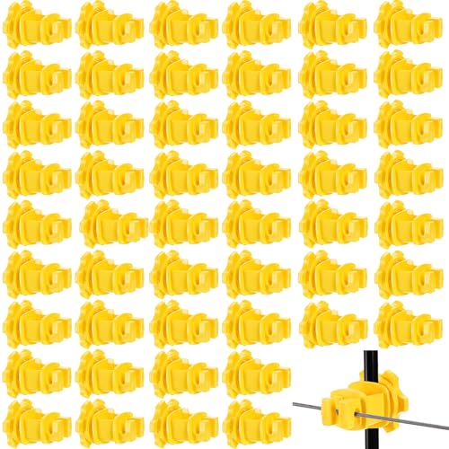 Cididu 50 Pack Electric Fence Insulators, Screw Tight Round Post Insulator, Electric Fence Wire Insulators for Round Pipe, Post Clips Insulators for Farm Animal Agricultural Fence