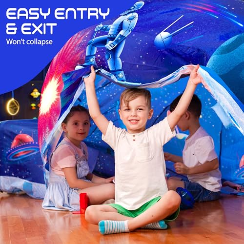 W&O Galactic Inflatable Fort with LED Lights - Fan Not Included | Galactic Aerodome with LED Lights, Inflates in Seconds, Easy Entry/Exit & Immersive Astronaut Play. Great Gift, Ages 3-12 - color: Galactic Aerodome