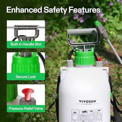 VIVOSUN 1 Gal/4L Pump Sprayer, Garden Water Sprayer for Plants, Weeds & Lawn Care, with 3 Nozzles, 50'' Long Hose & Pressure Relief Valve (Pack of 2) - size: 1.0 gal (Pack of 2)