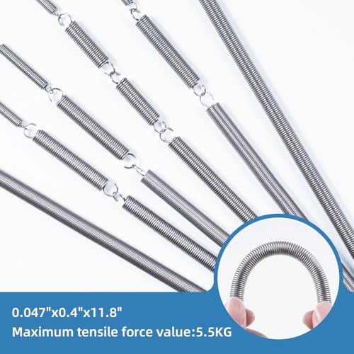 6pcs Extension Springs,0.047"x0.4"x11.8" 304 Stainless Steel | Extension Springs with hook ends 11.8inch - size: 0.047"x0.4"x11.8"