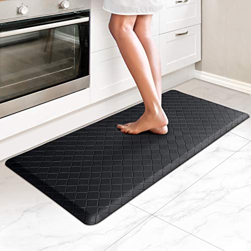 HappyTrends Kitchen Mat Cushioned Anti-Fatigue Kitchen Rug,17.3"x39",Thick Waterproof Non-Slip Kitchen Mats and Rugs Heavy Duty Ergonomic Comfort Rug for Kitchen,Floor,Office,Sink,Laundry,Black | Thick,Soft and Waterproof Non-Slip Mats and Rugs Heavy Duty