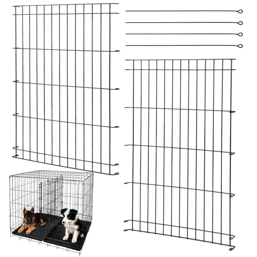 Dog Crate Divider Panel 2-Pack, 28" H Adjustable Kennel Divider | Expands 18.9"-38.2" Width, fits 42"-48" cages, Rust-Resistant Metal, Puppy Training, Anxiety Relief, Security for Puppies - size: 27.95"H