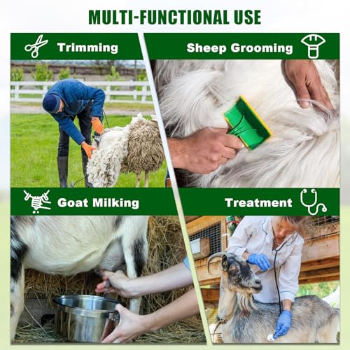 Livestock Stand 9.8 inch Height Adjustable, Goat Stand 5.9 inch Length Adjustable，Metal Livestock Stand Attachment Nose Loop Headpiece, Trimming Stand for Goat & Sheep. | Nose Loop Headpiece for Goat & Sheep, Powder-Coated Steel Trimming Stand for Farm Gr