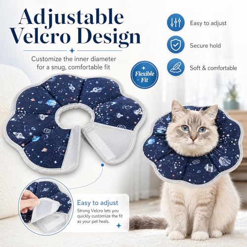 Cat Cone Collar Soft, Cat Recovery Collar to Stop Licking, Protective Cat Neck Cone After Surgery for Small Medium Cats Kittens Puppies - size: M(Neck: 9" - 11.5")