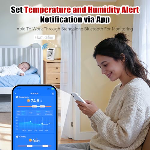 BaldrTherm Room Thermometer Indoor, Humidity Meter, 2026 Upgrade Bluetooth Thermometer with Privacy-Friendly Guest Mode | 250ft Coverage | Real-Time Alerts for Home, Office, Greenhouse - color: White-1Pack
