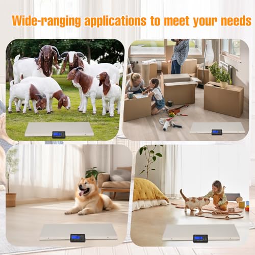 1100lb x 0.2lb Dog Weight Scale for Large Breed Precision Dog Scale | Precision Pet Scale, Livestock Weight Scale with Large Stainless Steel Platform 41” x 21”, Vet Scale for Dog, Sheep - size: 41" x 21"