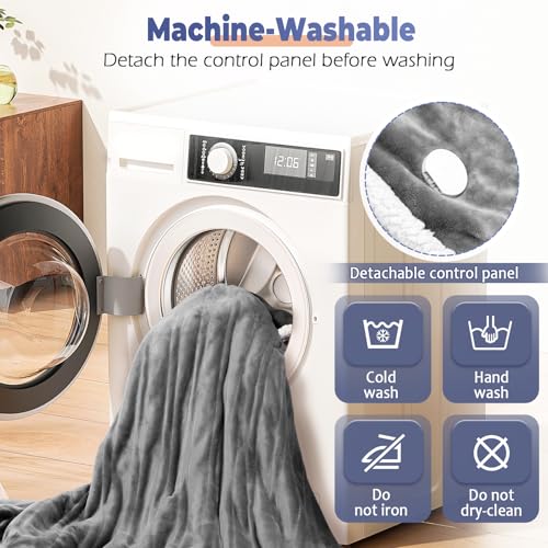 Wearable Heated Blanket with Foot Pocket, Electric Wearable Throw Blanket with Sleeves, Hood, Portable Heated Blanket with 8 Heat Settings, 1-10 Hours Auto Shut-off, Gift for Family, Friends, 50*70" - color: Light Gray