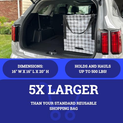DURASACK Heavy Duty Storage Tote Bag 22-Gallon, Gingham Gray, Pack of 4 | Moving Bag Utility Tote for Laundry, Moving & Home Storage, Reusable Self-Standing Design, Holds up to 500 Pounds - color: Gingham Gray, size: Pack of 4