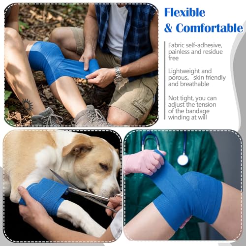 Treela 36 Pcs Self Adherent Bandage 4" X 5 Yard Wrap Breathable | Cohesive Bandage Elastic Adhesive Tape for Stretch Athletic Sports Wrist Ankle - color: Blue, size: 4" X 5 Yard