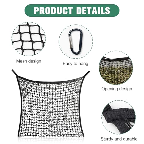 2 PCS Slow Feed Hay Nets for Horses - 31.5" x 35.4" Large Capacity Hay Bags, Durable Horse Feed Bag with Easy Hang Design for Full Day Feeding, Fits Horse Stall/Trailer (Black)