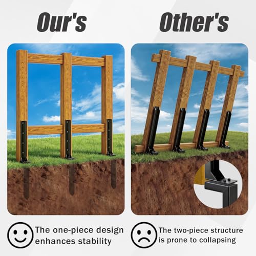 4 Pcs 30" Tall Fence Post Repair Kit | Heavy-Duty Serrated Design Fence Post Repair Piles, specifically designed to repair tilted/broken/ wobbly wooden fences