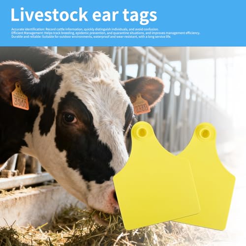 50pcs Farm Animal Ear Tags Numbered 001-050 Livestock Identification for Cattle Cows Hogs Pigs Sheep Goats (50, Large-Yellow) - color: Large-yellow