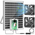 Solar Powered Fan Kit with Battery, Solar Powered Fan for Shed & Greenhouse, for Intake or Exhaust Vent Cooling for Chicken Coop, Dog House