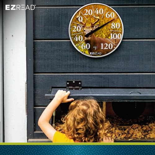 EZREAD Hanging Dial Thermometer 840-1225 Weather Thermometers for Indoor and Outdoor Use, Large 12.5 Inch Diameter, Easy to Read Numbers, Winter Cardinal - color: Winter Cardinal