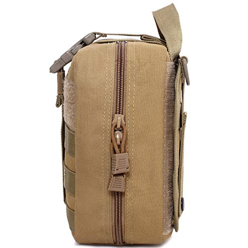 Molle Pouch, Sturdy 600D Nylon Tactical Medical Pouch,Rip-Away EMT First Aid Pouch (Bag Only) - color: tan