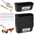 10 Pack Fence Feed Feeder 4.5 Quart Hanging Chicken Feeder Trough with Brush & Scoop Black Goat Hanging Fence Feeders Feeder with Hooks Screws & Zip Tie for Livestock Feeding Container Goats Supplies - color: Black, size: 10 Pack
