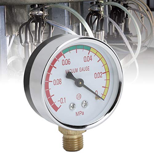 Plplaaoo Milking Machine Vacuum Gauge, Milker Analog Vacuum Gauge with G1/4 Male Thread & Stainless Steel, for Portable Goat Cows Milking Machine & Dairy Farming (Vacuum Range -14.5 to 0 PSI)