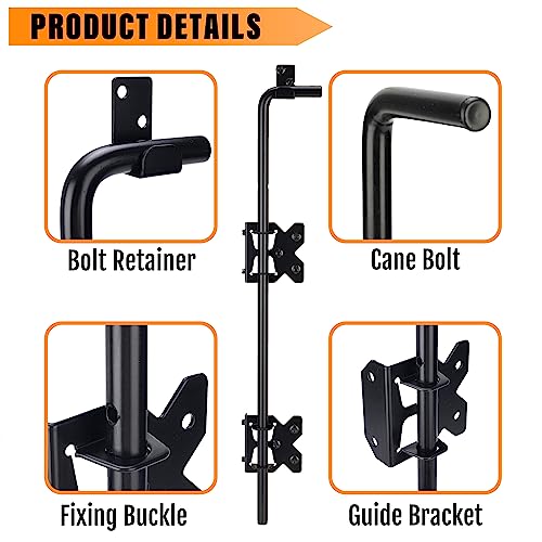 Upgrade 24" Heavy Duty Cane Bolt Gate Drop Rod-Steel Gate Ground Latch Designed for Wood Metal Vinyl Gates or Double Doors Fence - size: 24 Inch-1 Pack