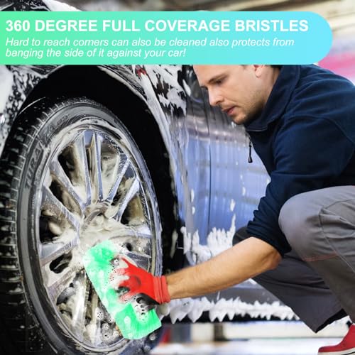 Vesici Car Wash Brush Head with Soft Detailing Bristle Flow Thru Car Cleaning Brush Exterior Car Wash Equipment for Auto Truck RV Boat Camper Washing, 10 Inch(Green,4 Pcs) - color: Green