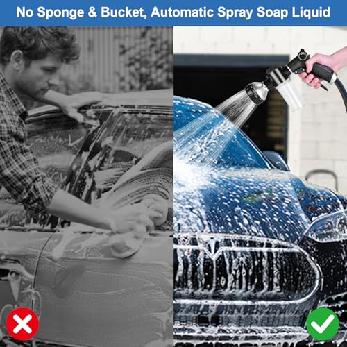Garden Hose Nozzle, High Pressure Hose Spray Nozzle 8 Way Spray Pattern One-Touch Sprayer for Watering Plants, Lawn, Patio, Car Wash, Cleaning，Showering Pet