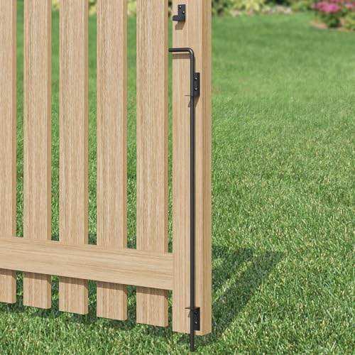 36" Heavy Duty Cane Bolt Gate Drop Rod, Extra Thick Gate Ground Latch Hardware for Wood PVC Vinyl Metal Fences Gates, Wrought Iron Doors Stopper Gate Latches, Black Finish, 1 Pack - size: 36 Inch