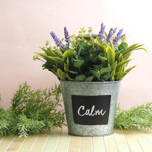 Hosley Set of 2 Metal Pail with Chalkboard and Plastic Liner 7" Dia x 6" H. Ideal Gift for Floral Arrangements Wedding House Warming Floral Planter DIY Craft Home Office Party Garden Patio - size: 2 count
