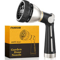 FANHAO Metal Thumb Control Garden Hose Nozzle Heavy Duty, 8 Spray Patterns | Rustproof Zinc Alloy, Non-Slip Ergonomic Grip, Leakproof High Pressure Water Nozzle Sprayer for Garden, Patio, Car & Pet - color: Black