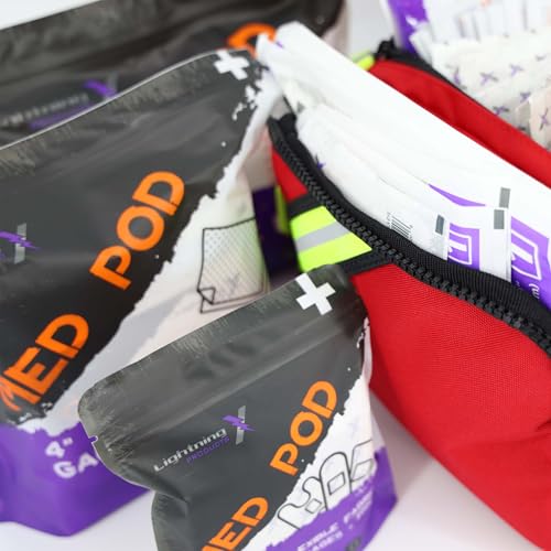Lightning X Value Compact Medic First Responder EMS/EMT Stocked Trauma Bag w/Basic Fill Kit A - RED - color: Red