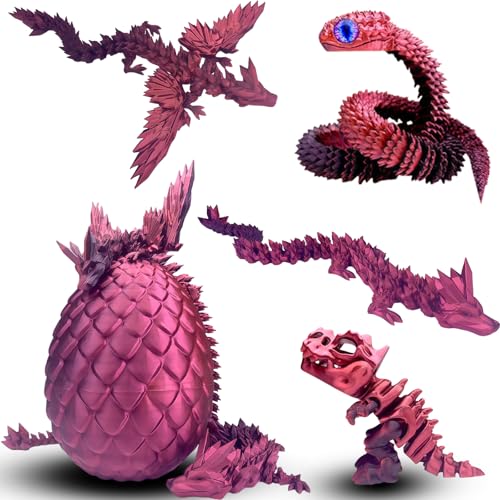 5 Pcs，12" 3D Printed Dragon Eggs,Dinosaur Egg,Crystal Dragon Toys,Snake Eggs, Animals,Fidget Toy,Desk Executive Toy，Easter Eggs Basket Stuffers,Toys for Boys Kids Teen 5-7 4-6 8-12 - color: Pp-04