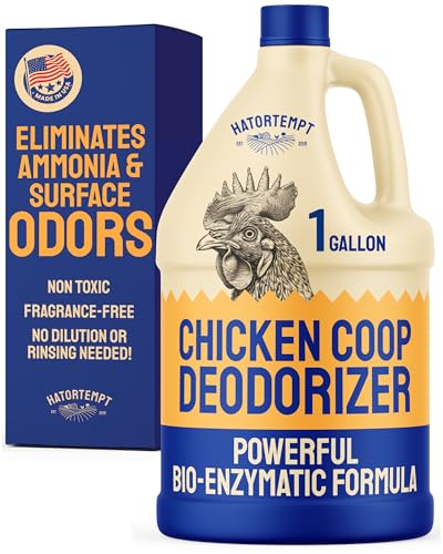 Hatortempt Chicken Coop Deodorizer, Odor Eliminator Cleaner Spray, 1 Gallon | USA Made Coop Refresher For Chickens - Ammonia Chicken Coop Cleaner for Roosting Bars & Feeders - Unscented Coop Accessories - size: 128 Fl Oz (Pack of 1)