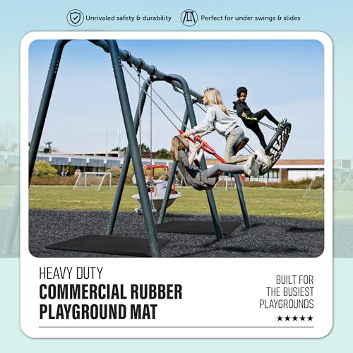 Heavy Duty Commercial Grade Rubber Playground Safety Mat - Playground Protection Mat for Swings and Slides - 54" Long X 32" Wide x 2" Thick (Brown) - color: Brown