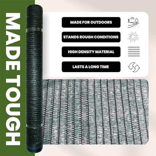 Shade Cloth Roll (6'x100ft - 40% - Green) | Green HDPE UV Resistant Breathable Eyelets Sun Protection for Greenhouse Garden Fence Pergola Patio Flower Plant Kennel - size: 6'x100ft - 40% - Green