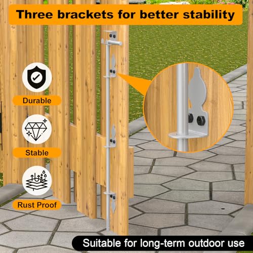 36" Cane Bolt Drop Rod for Gate, Silver Heavy Duty Gate Latch 2 Pack | Gate Latch for Wooden Fence Metal Gates, Gate Ground Stopper Hardware for Wood PVC Vinyl Metal Gates - color: 36"-Silver, size: 2 Pack