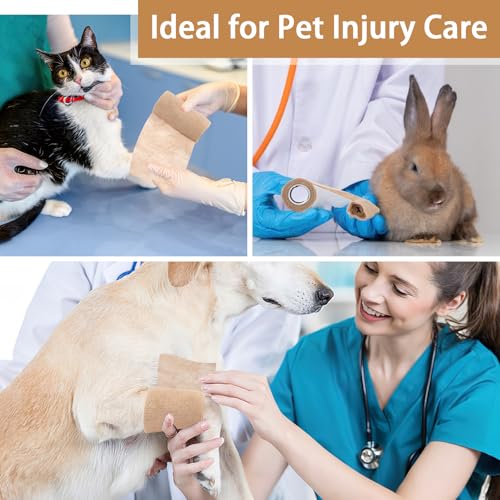 Self Adhesive Bandage Wrap 4 in, Elastic Vet Wrap, Athletic Sports Wraps | 6 Pcs 4 in × 5 yd, Stretch and Cohesive, Breathable and Soft, Tear Easily, Help Prevent Sprains, for Human Dog and Horse