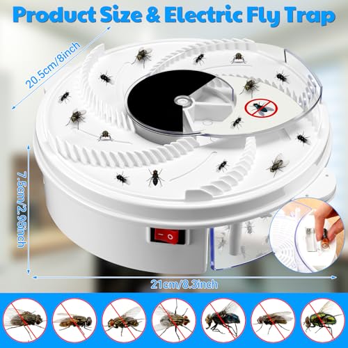 Qualirey Electric Fly Trap Automatic Rotating Insect Catcher,Batteries | Rotating Fly Gnat Trap Mechanism, UV Light Attracts Insects, Chemical-free Reusable for Outdoor Indoor Kitchens Patios - style: Batteries