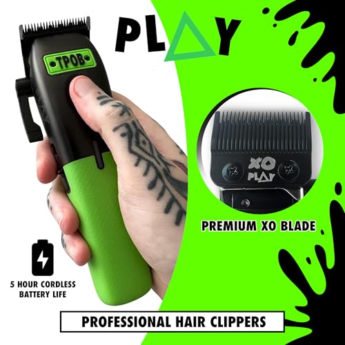 TPOB Play Barber Hair Clippers for Men 7500 RPM with Rubber Grips (Black/Green/Pink) - color: Black/Green/Pink