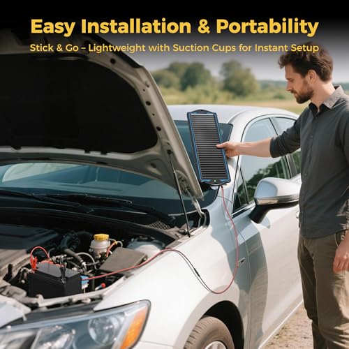 SUNAPEX 12V Solar Battery Charger Trickle Maintainer Kit for Car | Prevents Overcharging with Smart Controller | Waterproof Portable Solar Panel Kit | Fits 12V Batteries for Boats, RVs & More - size: 1.8W