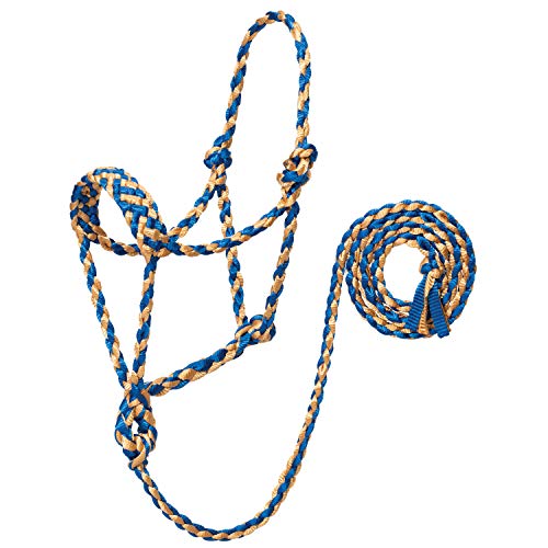 Weaver Leather Braided Rope Halter with 6' Lead - color: Blue/Tan