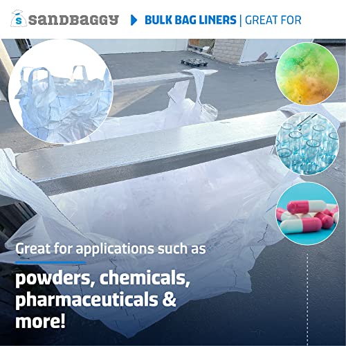 Sandbaggy Clear FIBC Bulk Bag Liners | Made in USA | Liners Fits Bulk Bags Up to 55" x 55" x 75" | Built w/ 1 Month UV | Heavy Duty 1.5 Mil Thick (Pack of 4)