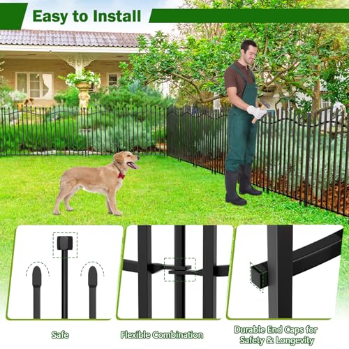 No Dig Garden Fence 32" H x 22.5'L Decorative Yard Dog Outdoor Panels - size: 32 in(H)