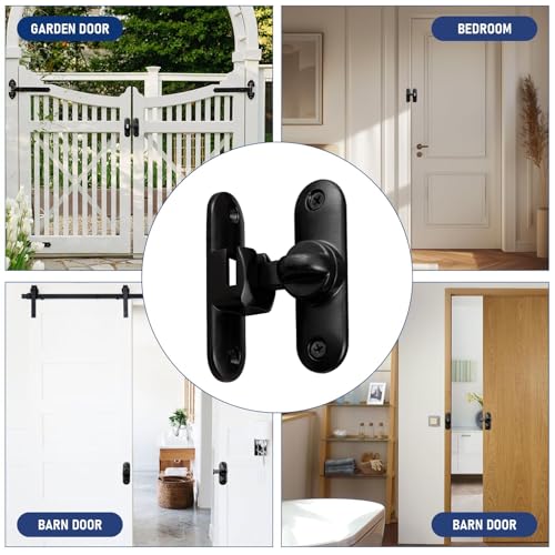 HOME MASTER HARDWARE 90/180 Degree Flip Barn Door Lock, Thickened Solid Gate Latches, Security Sliding Door Latch for Cabinets, Bathroom, Sliding Doors and Windows (Black, 1-Pack)