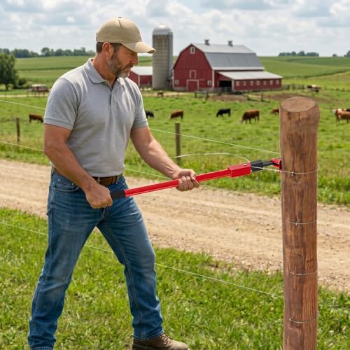 Fence Barbed Wire Stretcher Tool, Heavy-Duty Wire Tensioner & Repair Tool for Barbed, Smooth & Electric Fence Wire, Easy One-Person Operation for Farm, Ranch & Garden Projects