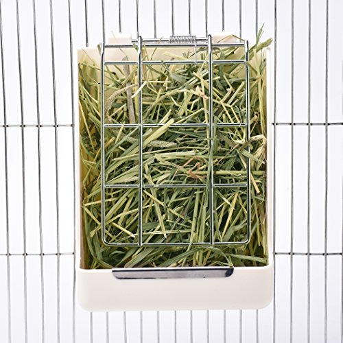 CalPalmy 2-Pack Hay Feeder for Rabbits, Guinea Pigs, and Chinchillas - Minimize Waste and Mess with 5 1/2" x 3 1/2" x 7 3/8" Hanging Alfalfa and Timothy Hay Dispenser - color: White+White, size: 5 1/2" x 3" x 7 3/8" (2-Pack)